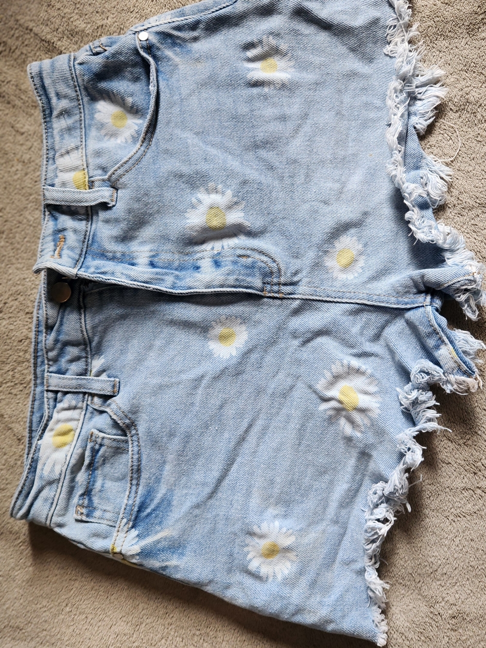 Material Girl Light Blue Daisy-Print Denim Shorts